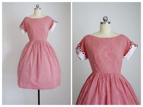 vintage 50s red & white gingham dress