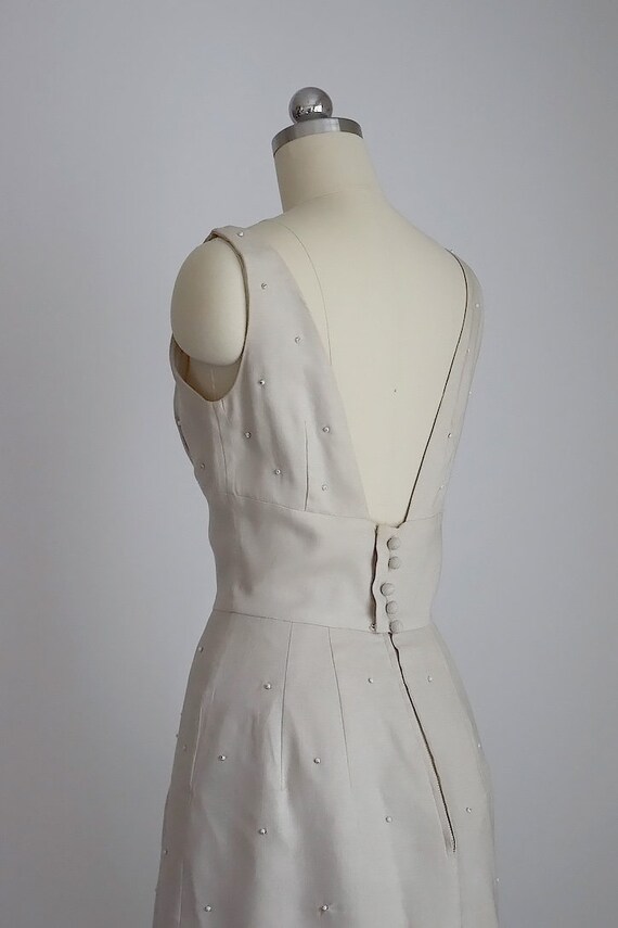 vintage 1950's linen beaded | soutache dress - image 6