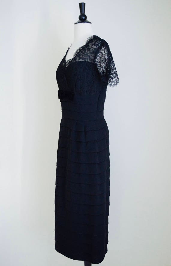 Vintage 1950's black lace illusion dress | 50s ev… - image 4