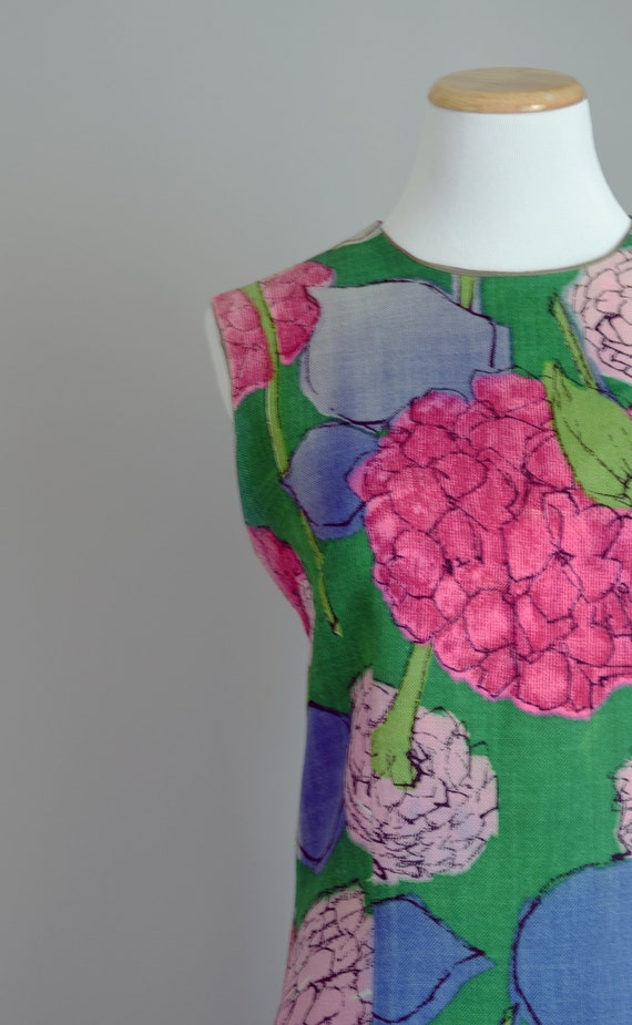 les fleurs linen dress | vintage 60s shift - image 3