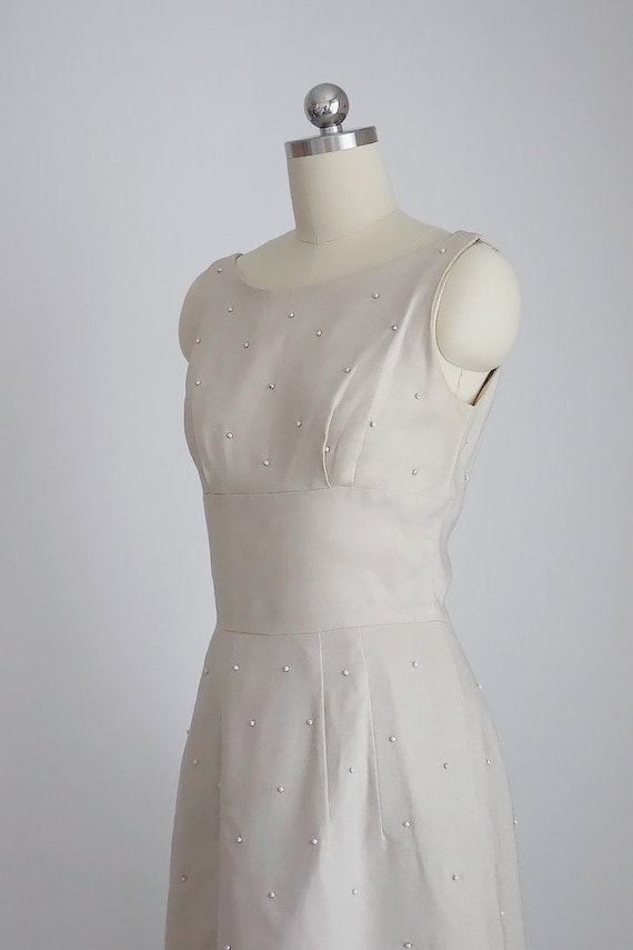 vintage 1950's linen beaded | soutache dress - image 4