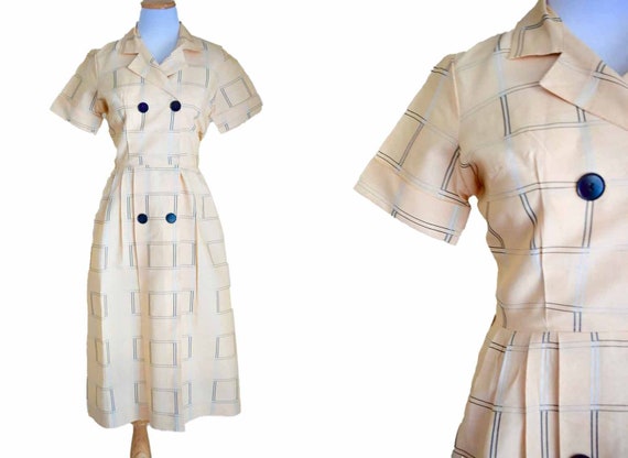 A Daytimer Dress | vintage 1940s dress | plaid 40… - image 1