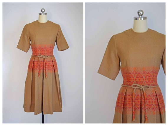 wool folk 50s dress | vintage 1950s dress | 50s wo