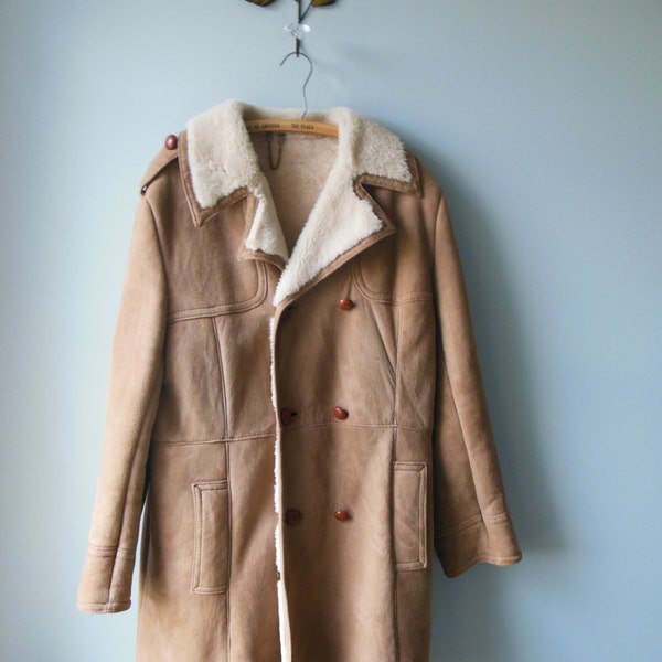 Men's Winter Shearling Sheepskin Coat / Capper Happer vintage coat /