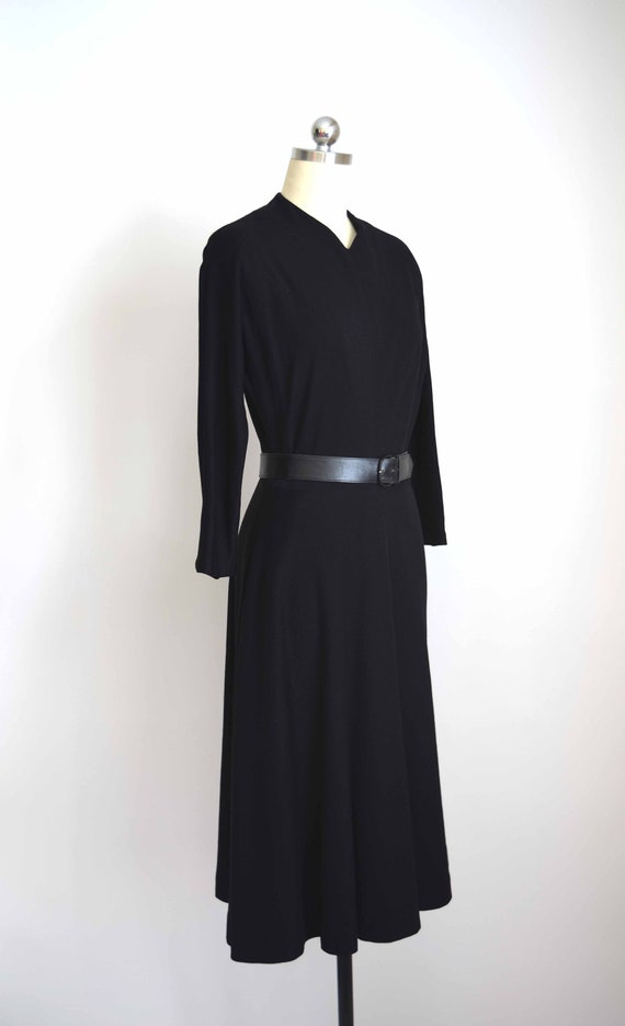 purely simple 1940s black wool knit dress  | small - image 4