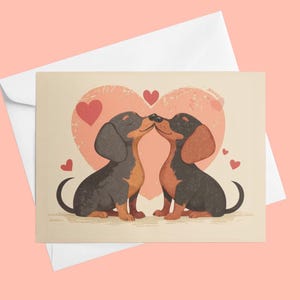 Cartão de Dia dos Namorados Dachshund, Presente Romântico para Ela, Presente para Casais, Presente de Aniversário, Cartão Eu Te Amo, Cartões Bonitos para Presente de Amor, Cachorro Weiner