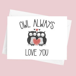 Carte de voeux Amour hibou, Carte de Saint Valentin pour elle, Amusant, Carte de Saint Valentin, Jolies cartes de voeux, Cartes de petit garçon, Cadeau Saint Valentin, Hiboux
