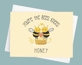 Tarjeta de felicitación con diseño de abejorro, tarjeta de San Valentín para ella, divertida, tarjeta de San Valentín, lindas tarjetas de felicitación, tarjetas con juegos de palabras, regalo de San Valentín