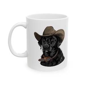 Black Labrador Coffee Mug, Black Labrador Mug, Western Themed Ceramic Pet Portrait Dog Breed Mug, Custom Pet Mug, Dog Breed Gifts, Dog Lover