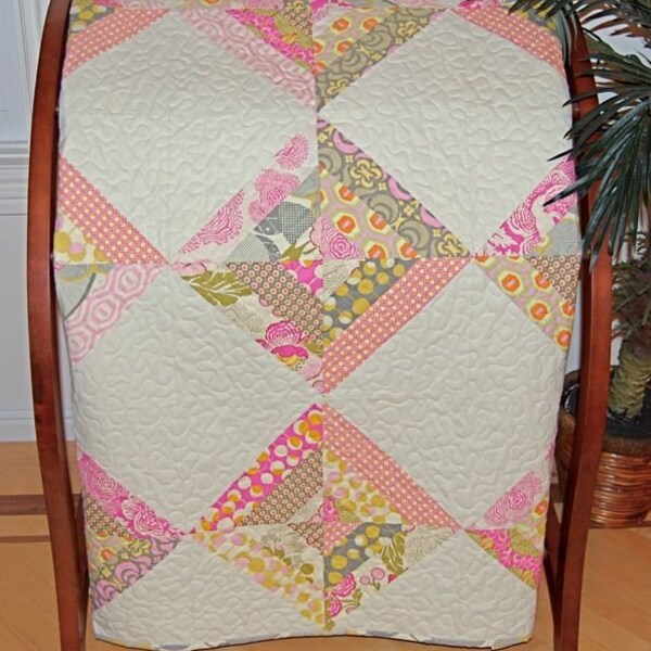 Scrappy Diamonds Lap Quilt in Amy Butler Midwest Modern Fabric 64 Inches Square