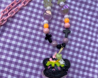 Creepy Ice cream Bear Necklace, pastel necklace, kawaii necklace, pastry necklace, cute necklace, kawaii accessories, cute accessories