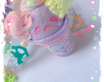 Naszyjnik z gałką lodów Dreamy, pastelowy naszyjnik, naszyjnik kawaii, naszyjnik z ciastem, uroczy naszyjnik, kawaii akcesoria, urocze akcesoria