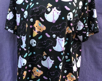 Halloween Sweets Shirt, Bat Tee, Pastel Goth T-Shirt, Pumpkin Ice cream cone bear,  Halloween Tee, Halloween T-Shirt