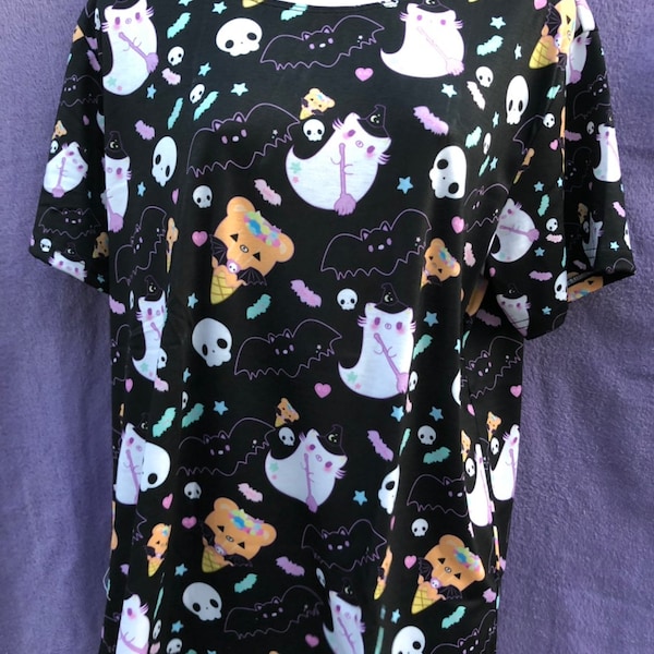 Halloween Sweets Shirt, Bat Tee, Pastel Goth T-Shirt, Pumpkin Ice cream cone bear,  Halloween Tee, Halloween T-Shirt