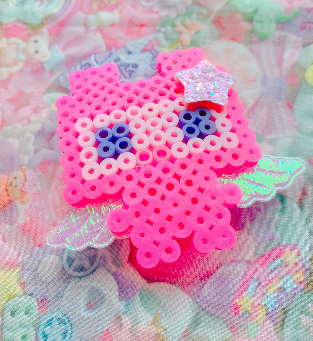 Pinku Mecha Angel Pixel Perler Beads 2-way Clip , Kawaii Clip, Fairykei ...