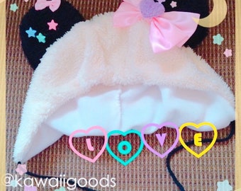 Fuzzy Deco Panda  Bear  Hat, Bear Hat, Pink Bow Bear Hat, Furry Hat, Furry Bear Hat, Fairykei hat, fuzzy deco hat