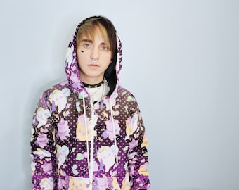 Sudadera con capucha de oso bruja espeluznante y adorable de Candy Cemetery, chaqueta con capucha espeluznante y adorable, chaqueta con capucha gótica pastel