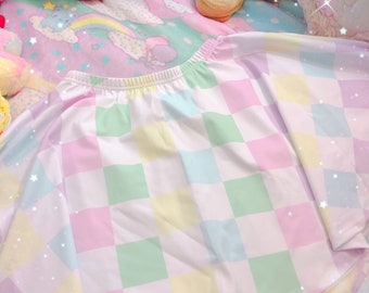 Pastel Rainbow Checker  Skirt, Pastel Skirt, Kawaii Skirt, Fairykei Skirt, Y2K pastel fashion