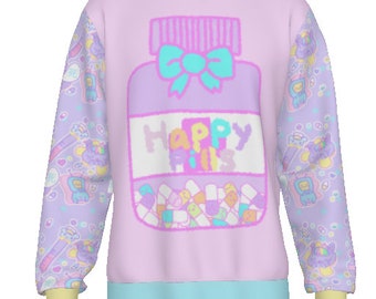 Happy Pills Menhera  Sweater, Yami Kawaii, menhera sweater, kawaii sweater, cute sweater, kawaii sweater, pastel sweater