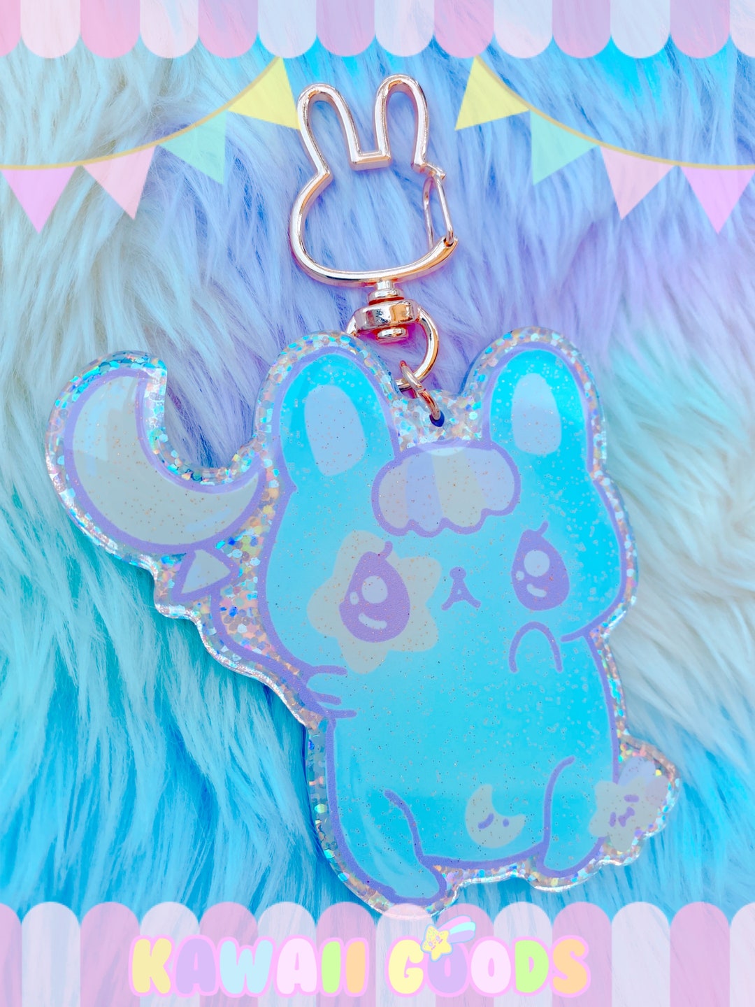 Azul the Bunny Holographic Keychain, Kawaii Keychain, Cute Keychain ...