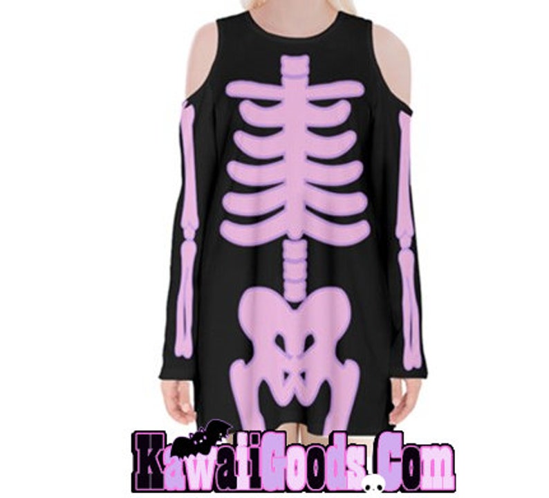 Pastel Goth Skeleton Velvet Long Sleeve Cutout Dress Etsy