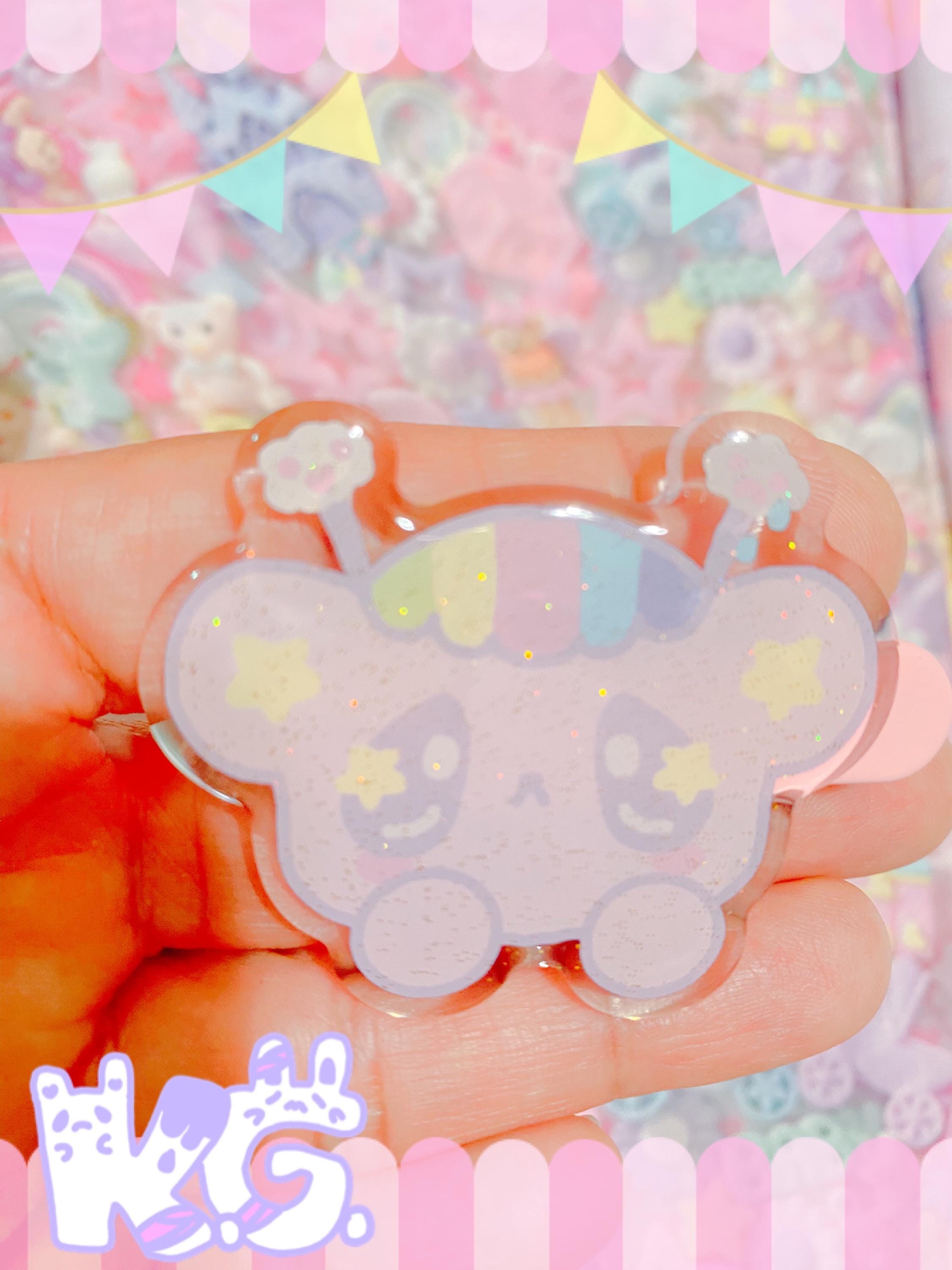Emotion Bear Glitter Hairclip. Fairykei hairclips, dreamy hairclips, kawaii hairclips, star hairclips, cute hairclips, decora hairclips