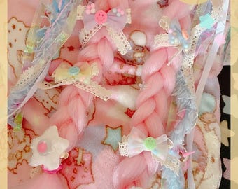 Starry Fuzzy Monster Eyeball Star Hair Clip set, Kawaii Hair Bow, Cute Hair Bow, Fairykei hairbow, pastel hairbow