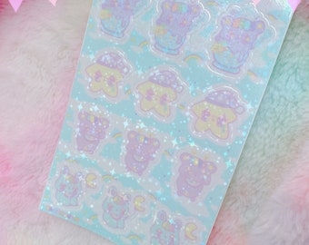 Dreamy Cuties Sticker Sheet, kawaii stationary, kawaii sticker sheet, cute sticker sheet, pastel sticker sheet