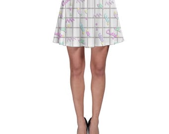 Fairy kei Cutie Grid Suspender Skirt, Pastel Skirt, Fairy Kei Skirt, Kawaii Skirt, Regular Skirt