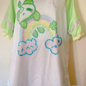 Lucky Panda Top, heisei retro fashion Top, kawaii Top, süßes Panda Top, vierblättriges Kleeblatt Top