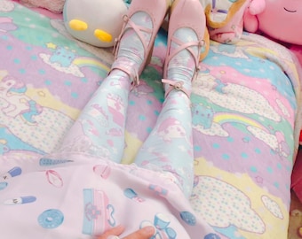 Painfully Hurt Abby Bunny Bandage Yami Kawaii Tights, menhera leggings, kawaii pills tights, menhera womens leggings, kawaii leggings, yami