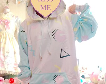 Geometric Inspire Barbie 90s Yume Kawaii Hoodie Sweater, Kawaii Sweater, Pastel Sweater