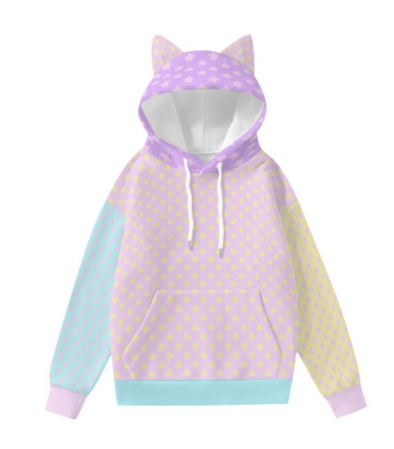 Kitty Cat Ears Kawaii Hoodie Sweater Yume Kawaii Sweater Pastel clothing fairykei clothing Kawaii Cat sweater kawaii cat Cute cat