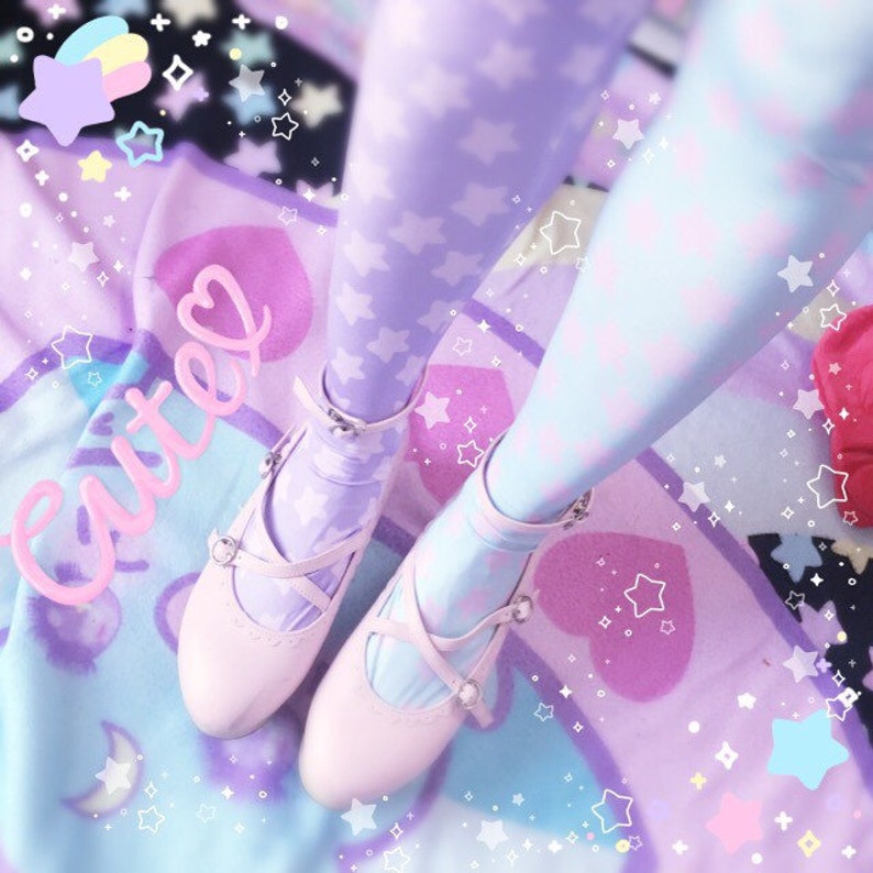 Starry Tights, Pastel Colorblock Fairy Kei Tights image 1