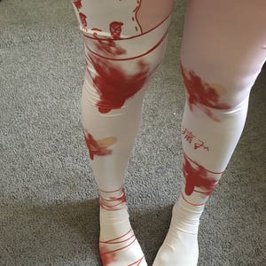 Guro Kawa Painfully Hurt Abby Bunny Bandage Tights, Yami Kawaii,menhera leggings, kawaii pills tights, menhera leggings, kawaii leggings, image 6
