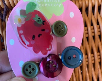 OOAK Whimsy Twee Apple Slice Heisei Retro  hair clip set, kawaii clip, fairykei clip, cute clip, pastel clip
