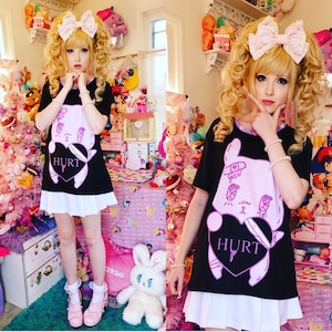 Painfully Hurt Bunny Conversation Heart Shirt HURT, menhera top, menhera blouse, menhera shirt, kawaii shirt, kawaii top, cute top, menhera