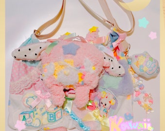 Dreamy Upcycled  Alien bunny  Bag, pastel bag, kawaii bag, cute bag, OOAK bag, cute purse, kawaii purse, adorable purse, fairykei purse