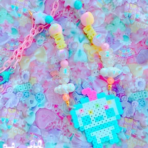 Kawaii  Cotton Candy Cloud Friends Pixel Necklace, pastel necklace, kawaii necklace, pastry necklace, cute necklace, kawaii accessories,