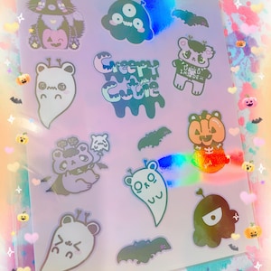 Creepy Cute Sticker Sheet, kawaii stationary, kawaii sticker sheet, cute sticker sheet, pastel sticker sheet
