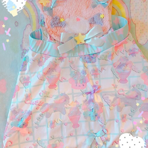 Dreamy Fuzzy Bear Overalls Dress Kawaii Dress Pastel Pants Etsy