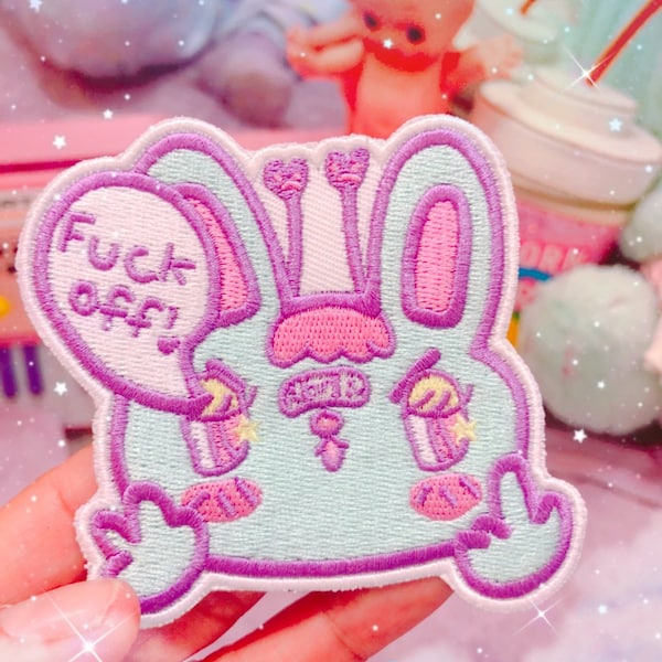 FU off Patch, kawaii patch, cute patch, pastel patch, sew on patch, applique, bunny applique, bunny patch, kawaii patches, cute patches