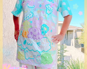 Maglietta Dreamer Rainbow in cotone, maglietta Kawaii, maglietta carina, maglietta pastello, abbigliamento pastello, abbigliamento carino, abbigliamento kawaii, pastello
