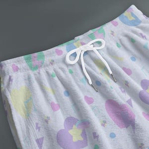 Heart Confetti Party Yume Kawaii plush jogger pants, Boystyle Fairykei, Boystyle pants