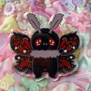 Moth Boy Pin Brooch, Moth Man Pin, Moth Man, Moth Boy Glitter Pin