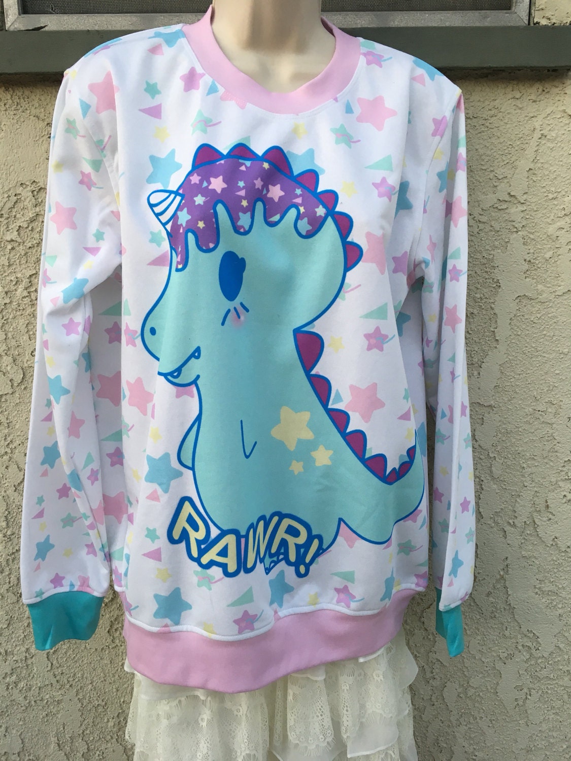 Starry Dino Melty Sweater Fairy Kei Sweater Pastel Sweater Etsy