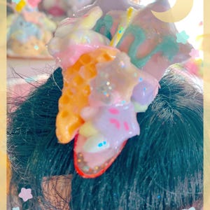 Dreamy Pastry Bear  Hairclip. Fairykei hairclips, dreamy hairclips, kawaii hairclips, star hairclips, cute hairclips