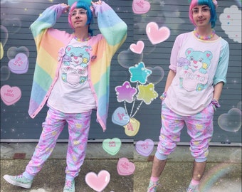 Conversation Candy Hearts pants, Pastel jogger pants, Conversation Candy  Heart Pants, Pastel Heart jogger pants, fairy kei pants, sleepy