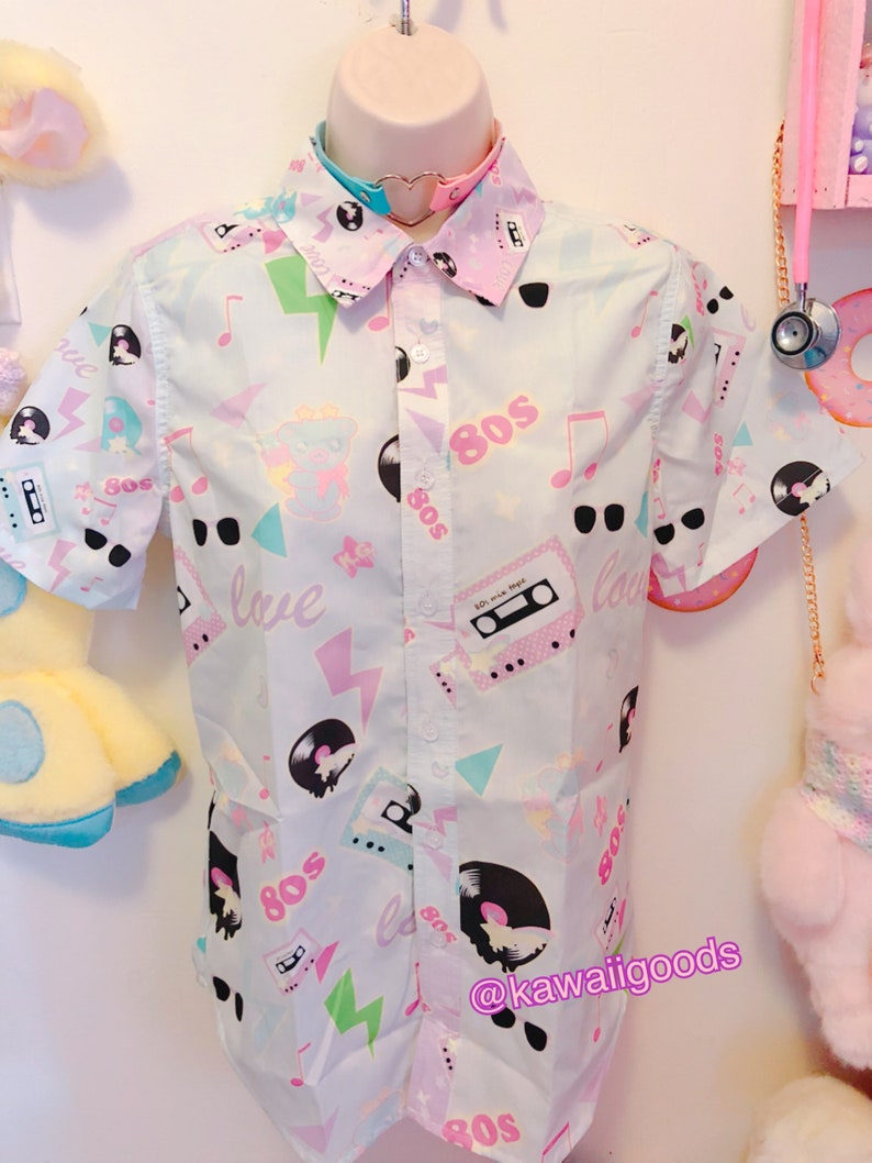 Retro Love Cassette 80s Short Sleeve Blouse Fairykei Blouse image 0