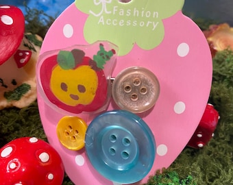 OOAK Whimsy Twee Apple Slice Heisei Retro  hair clip set, kawaii clip, fairykei clip, cute clip, pastel clip